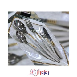 سرویس قاشق و چنگال 24 نفره 120 پارچه کمر طلایی یونیک